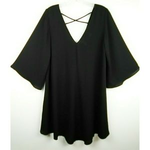 Leith Semi Sheer Black Dress M Criss Cross Back